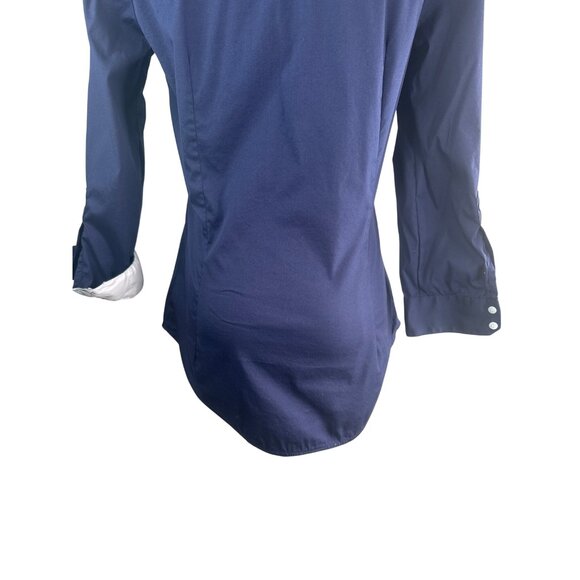 2/$30 ZARA Navy & White Small Button-Up Blouse With 3/4 Sleeves - Picture 11 of 15